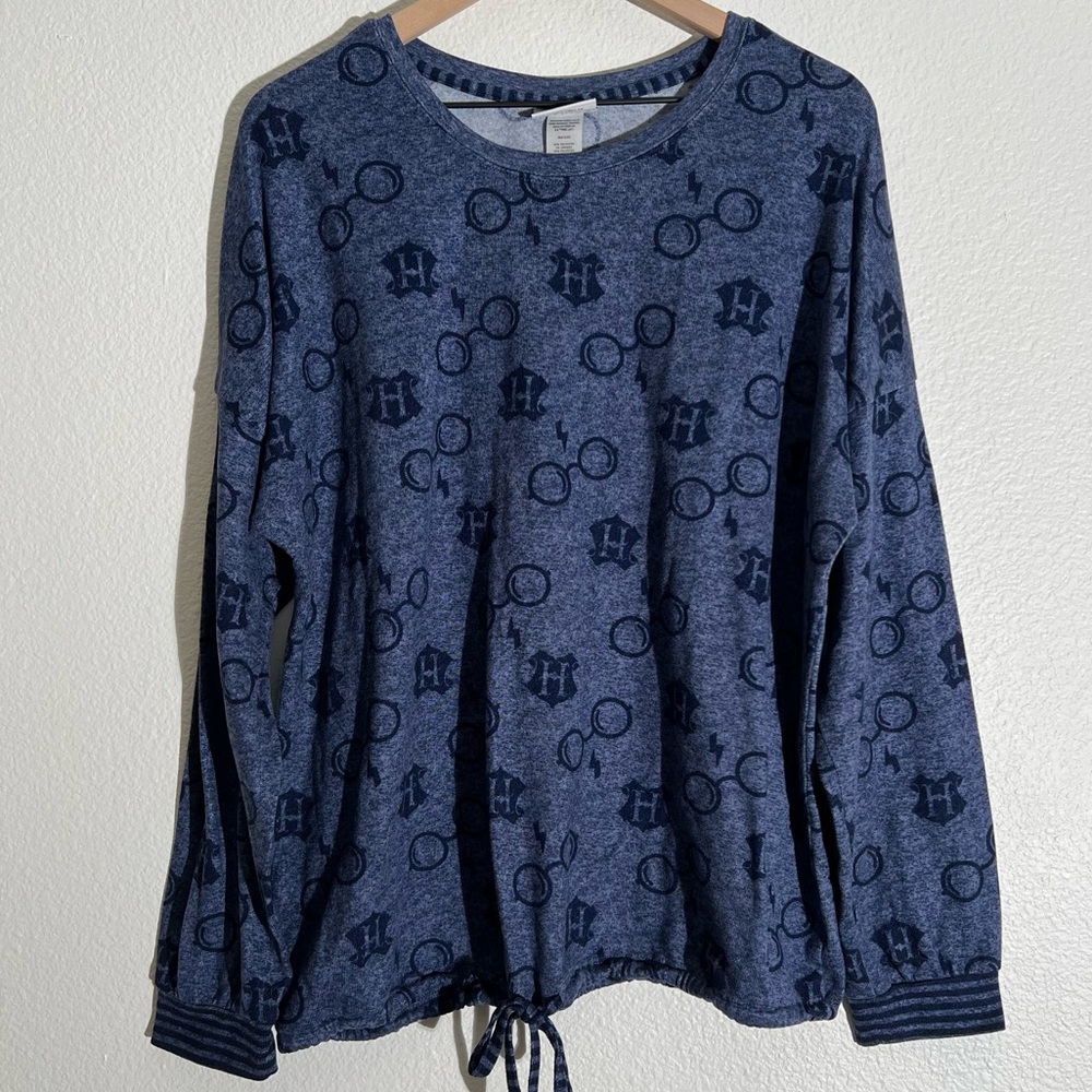 Harry Potter Wizarding World Blue Novelty Soft Sweater with Drawstring Size XL